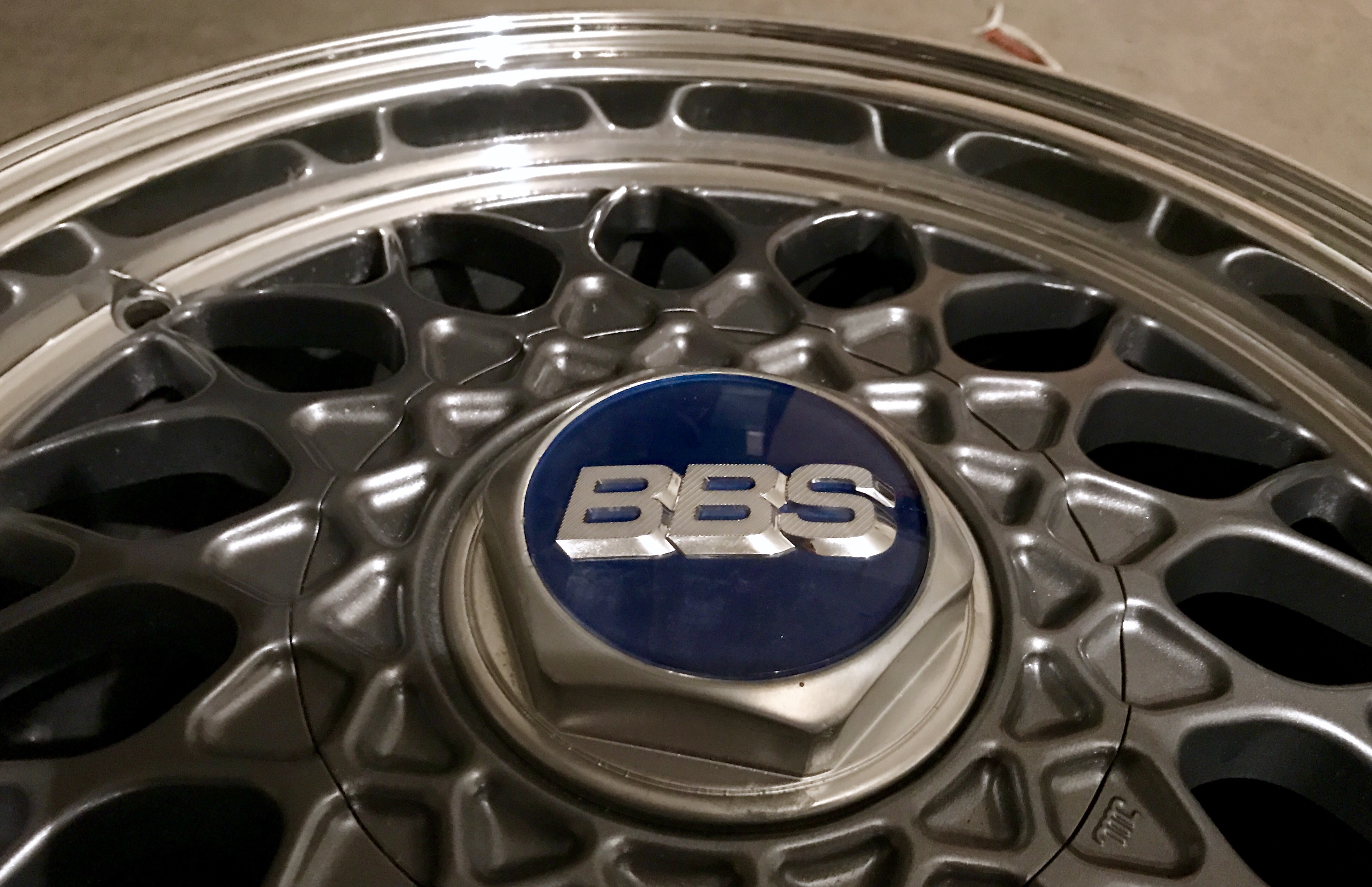 BBS RZ lightweight 15x6.5 from a Mazda RX-7 convertible.  Lips polished. Centers painted. 